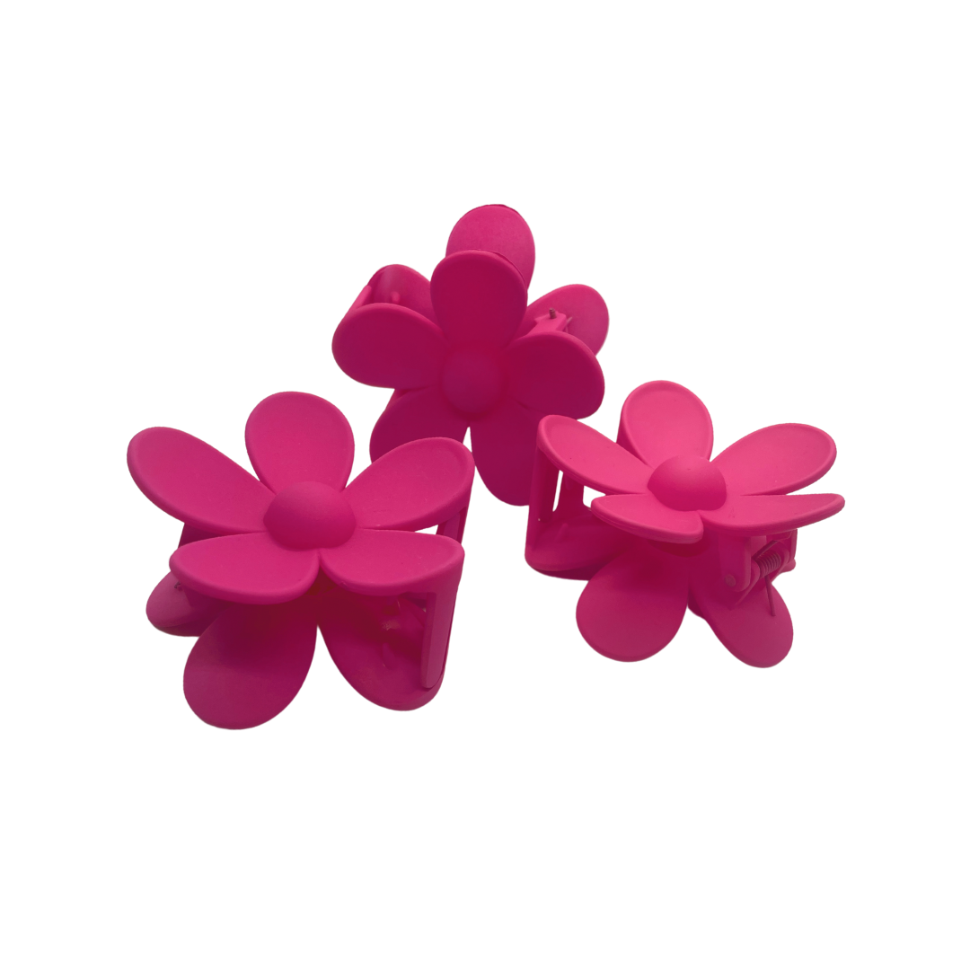 Bright Pink Flower Claw Clip